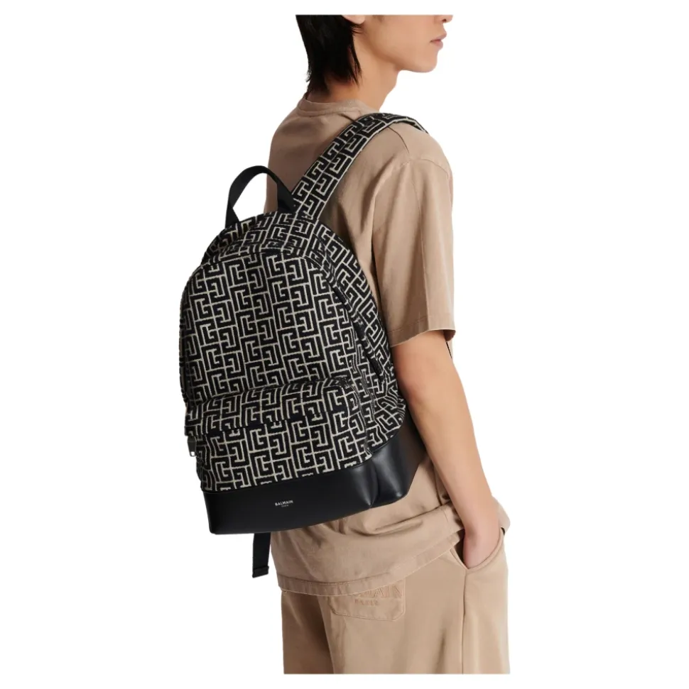 Backpack with jacquard monogram
