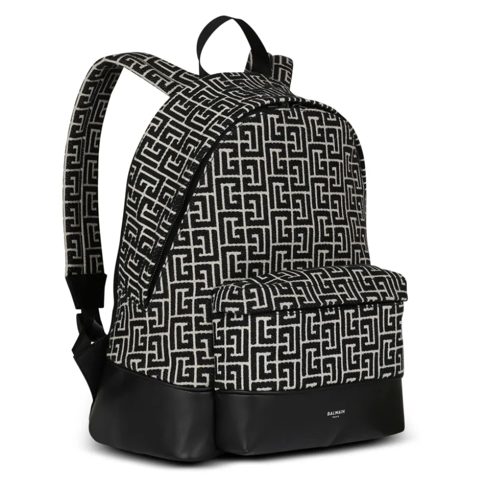 Backpack with jacquard monogram