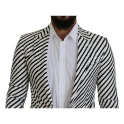 Blazer Blanc à Rayures Style Sport