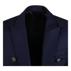 Blazer Bleu à Boutons en Relief
