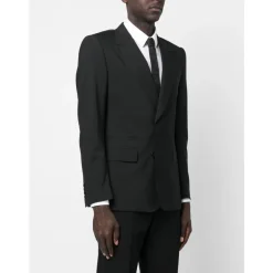 Blazer en Laine Noire avec Revers Pointus