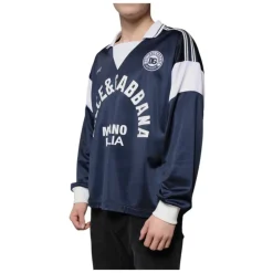 Bleu Blanc Milano Maillot à Manches Longues en Jersey
