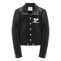 Blouson en Faux Cuir avec Patch Logo