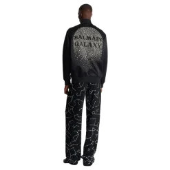 Bomber en satin brodé motif Galaxy