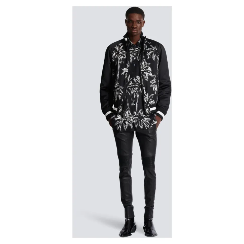 Bomber imprimé palmiers en satin