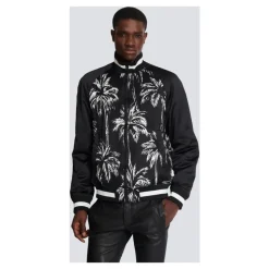 Bomber imprimé palmiers en satin