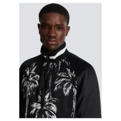 Bomber imprimé palmiers en satin