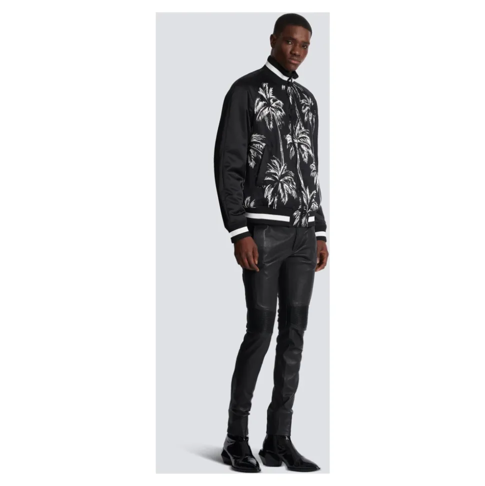 Bomber imprimé palmiers en satin