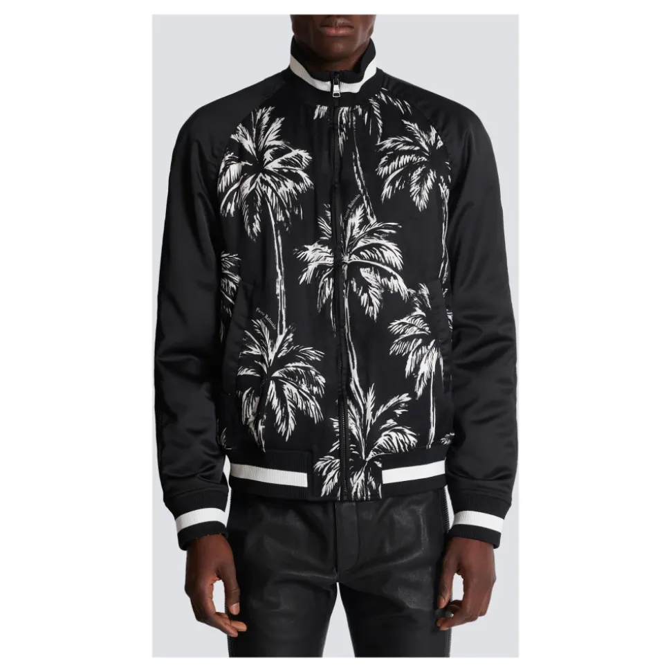 Bomber imprimé palmiers en satin