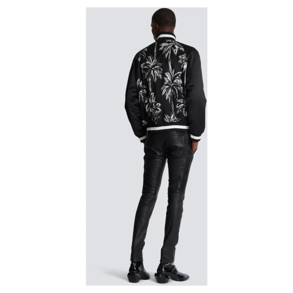 Bomber imprimé palmiers en satin