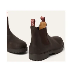 Bottes Chelsea en Cuir Marron avec Boucle de Couleur Kummel