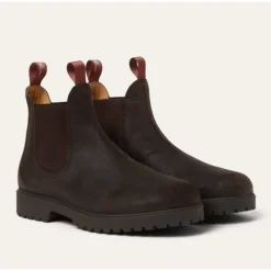 Bottes Chelsea en Cuir Marron avec Boucle de Couleur Kummel