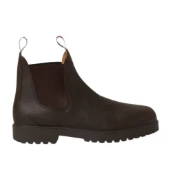 Bottes Chelsea en Cuir Marron avec Boucle de Couleur Kummel