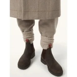 Bottes Chelsea en Cuir Marron avec Boucle de Couleur Kummel