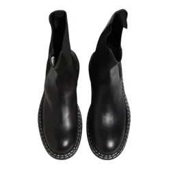 Bottes mi-mollet en cuir noir avec logo