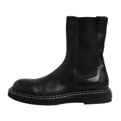 Bottes mi-mollet en cuir noir avec logo