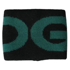Bracelet en laine noir et vert avec logo