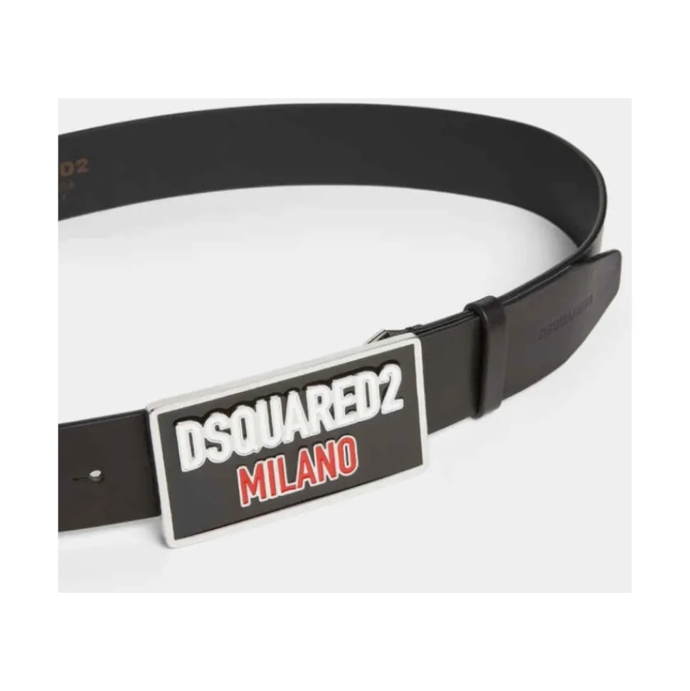 Ceinture en cuir avec boucle logo