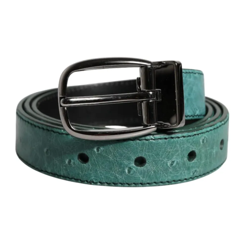 Ceinture en cuir vert avec boucle en métal