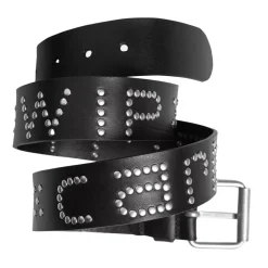Ceinture Élégante Script Studs Noir Argent