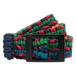 Ceinture tressée avec étiquette métallique