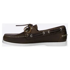Chaussures bateau en cuir marron faites main