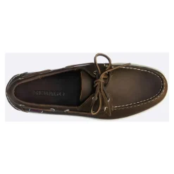 Chaussures bateau en cuir marron faites main