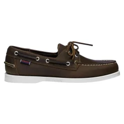 Chaussures bateau en cuir marron faites main