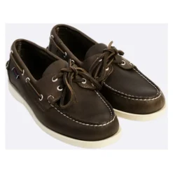 Chaussures bateau en cuir marron faites main