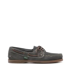 Chaussures bateau gris foncé à lacets et semelle en caoutchouc