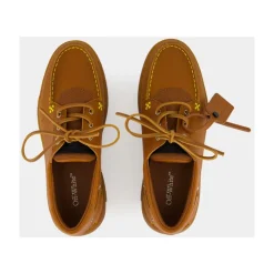 Chaussures bateau hybrides en cuir marron