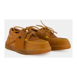 Chaussures bateau hybrides en cuir marron