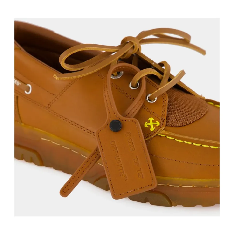 Chaussures bateau hybrides en cuir marron