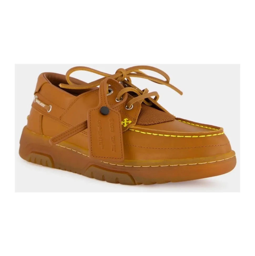 Chaussures bateau hybrides en cuir marron