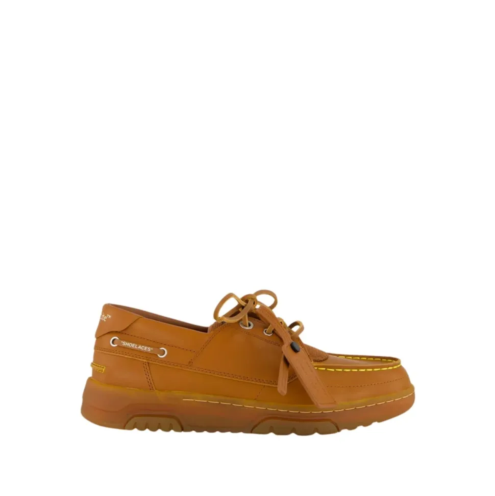 Chaussures bateau hybrides en cuir marron