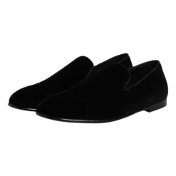 Chaussures Noires en Velours Loafer Slip-On