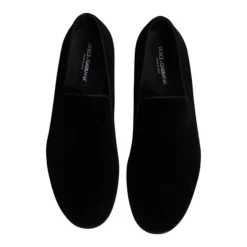 Chaussures Noires en Velours Loafer Slip-On
