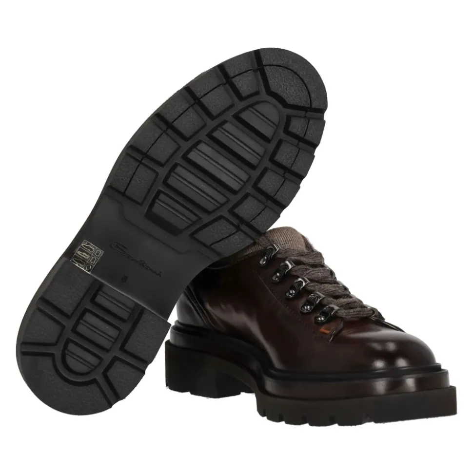 Chaussures plates alpines en cuir marron