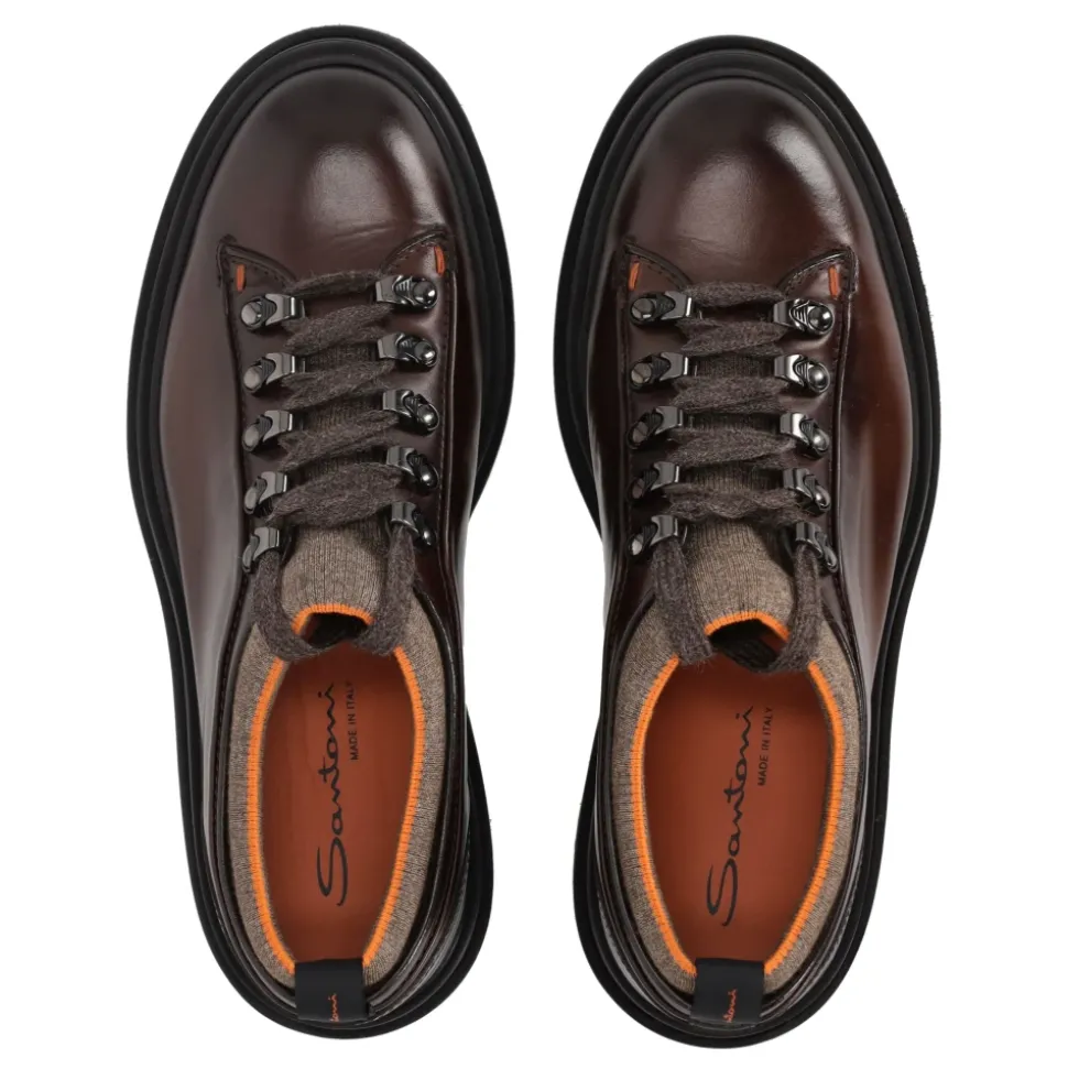 Chaussures plates alpines en cuir marron