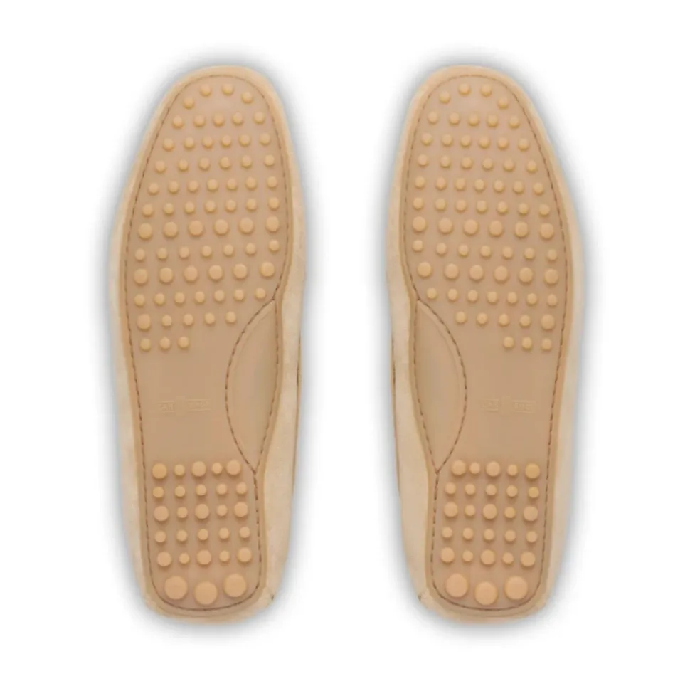 Chaussures Plates Beige en Daim avec