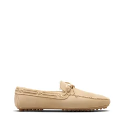 Chaussures Plates Beige en Daim avec