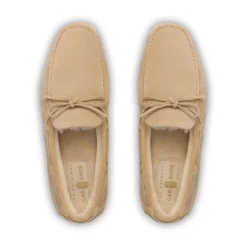 Chaussures Plates Beige en Daim avec