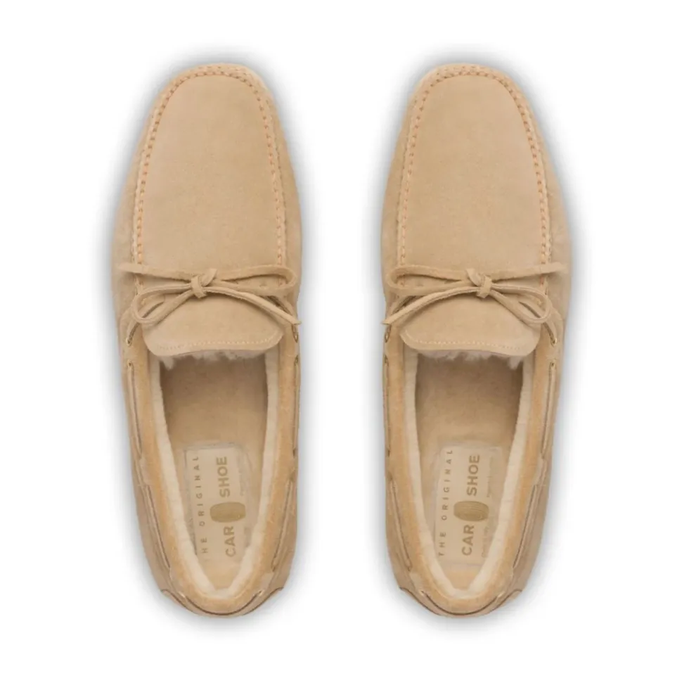 Chaussures Plates Beige en Daim avec
