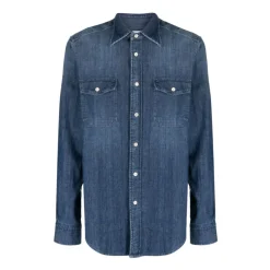 Chemise Boutonnée en Denim Bleu