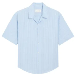 Chemise Boxy à Manches Courtes avec Col Cubain et Broderie Ami de Coeur