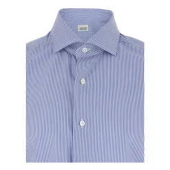 Chemise à col classique et motif rayé intégral en coton
