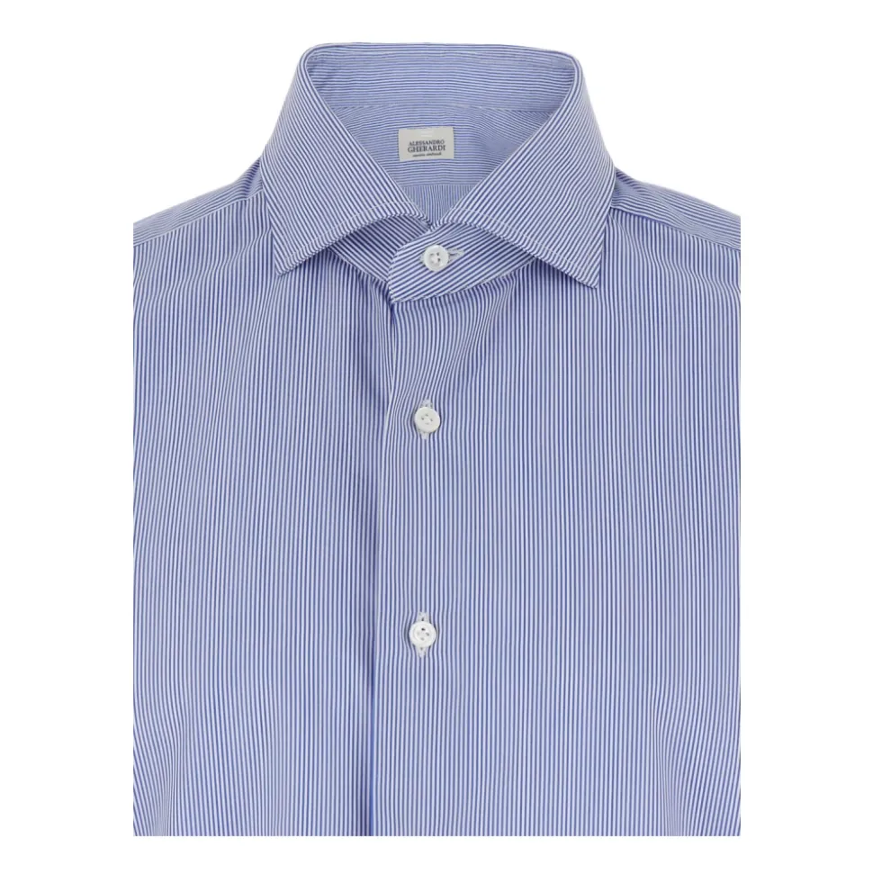 Chemise à col classique et motif rayé intégral en coton