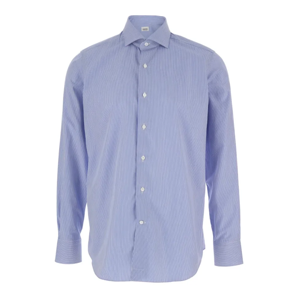 Chemise à col classique et motif rayé intégral en coton