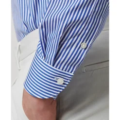 Chemise Coupe Tailleur en Popeline Rayée