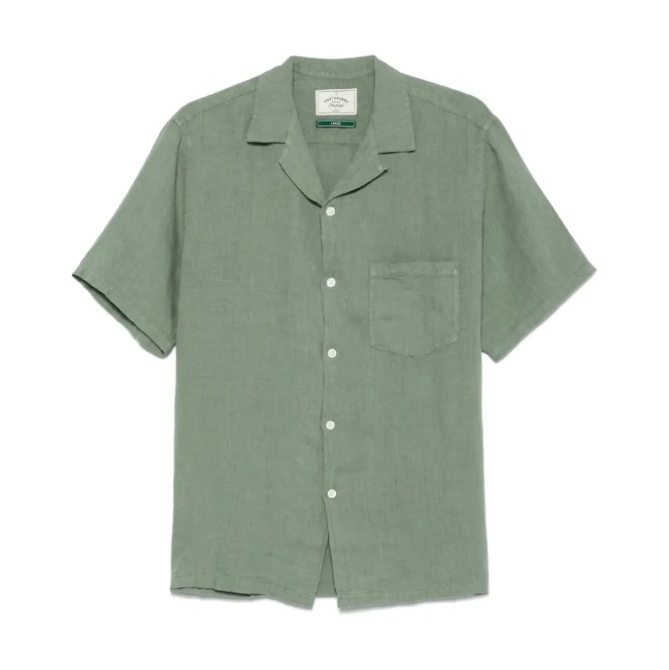 Chemise en Flanelle Vert Mousse Manches Courtes